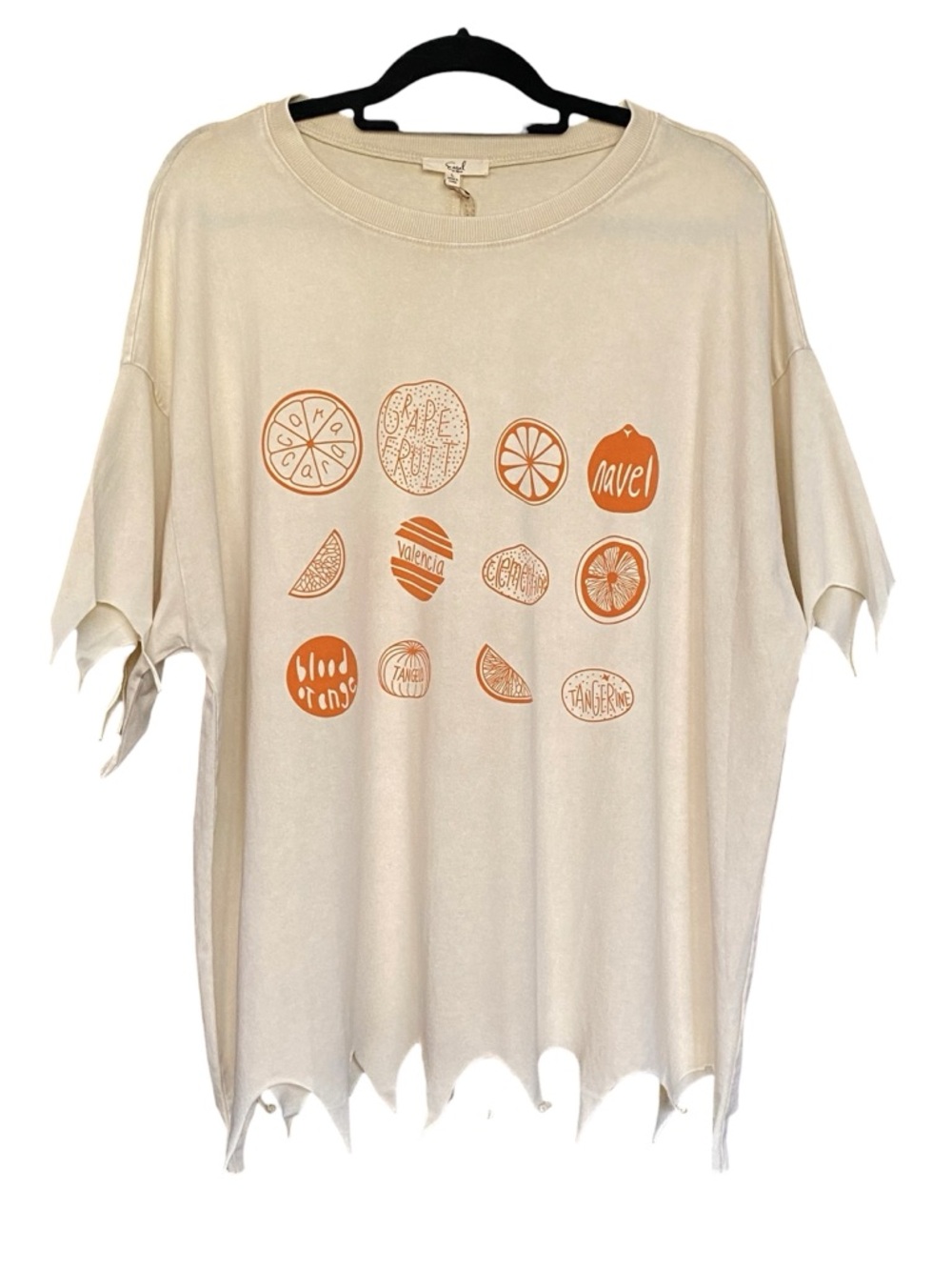 Easel Distressed Orange Boho Graphic Tee T Shirt Top Womens Size Large NWT